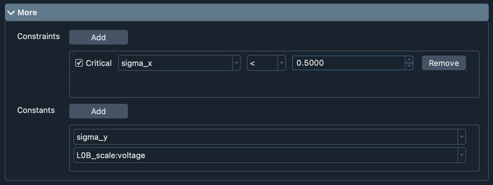 Configure constraints and states